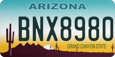 AZ license plate BNX8980