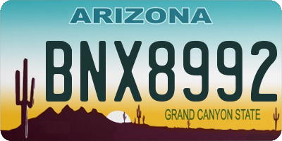 AZ license plate BNX8992