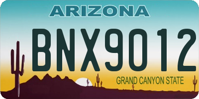 AZ license plate BNX9012