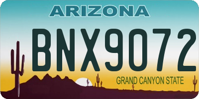 AZ license plate BNX9072