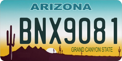AZ license plate BNX9081
