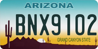 AZ license plate BNX9102