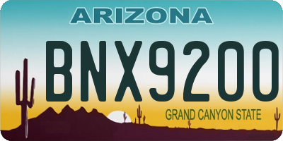 AZ license plate BNX9200