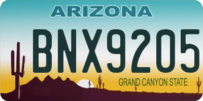 AZ license plate BNX9205
