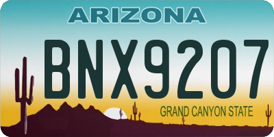 AZ license plate BNX9207