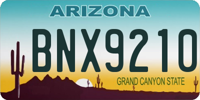 AZ license plate BNX9210