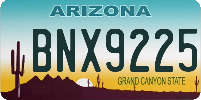 AZ license plate BNX9225