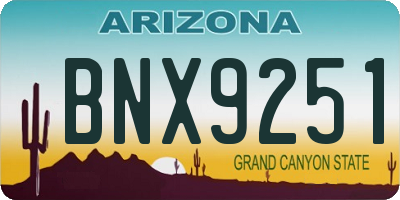 AZ license plate BNX9251