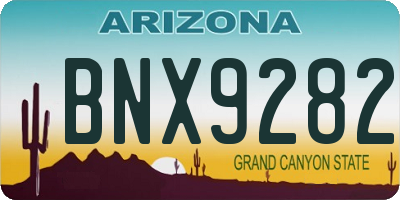 AZ license plate BNX9282