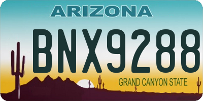 AZ license plate BNX9288