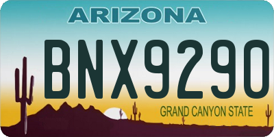 AZ license plate BNX9290