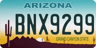 AZ license plate BNX9299