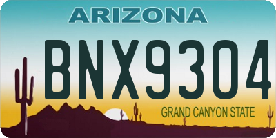 AZ license plate BNX9304