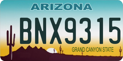 AZ license plate BNX9315