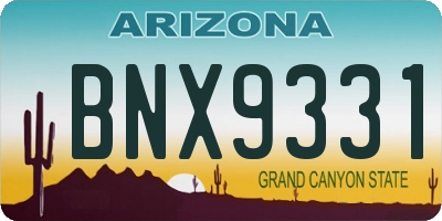 AZ license plate BNX9331