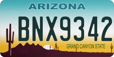 AZ license plate BNX9342