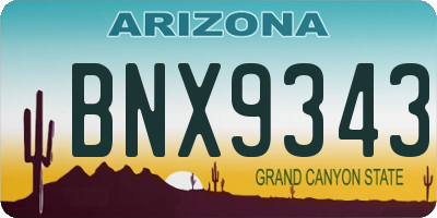 AZ license plate BNX9343