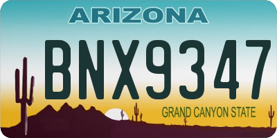 AZ license plate BNX9347