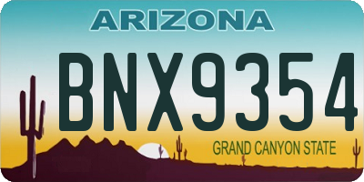 AZ license plate BNX9354