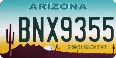 AZ license plate BNX9355