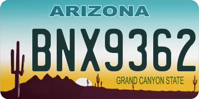 AZ license plate BNX9362
