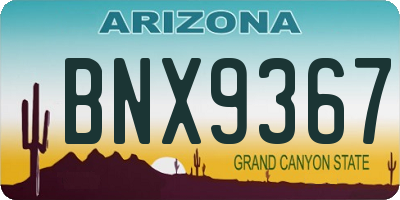 AZ license plate BNX9367