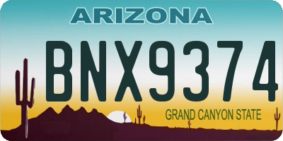 AZ license plate BNX9374
