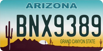 AZ license plate BNX9389