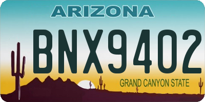 AZ license plate BNX9402
