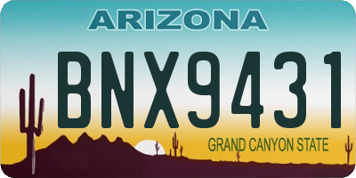 AZ license plate BNX9431