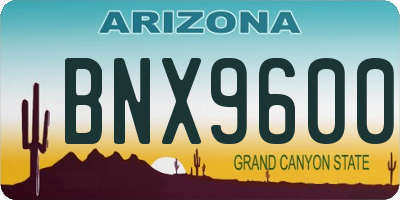 AZ license plate BNX9600