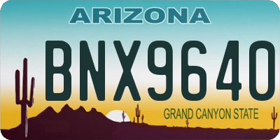 AZ license plate BNX9640