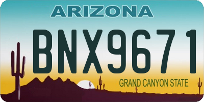 AZ license plate BNX9671