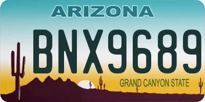AZ license plate BNX9689