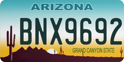 AZ license plate BNX9692
