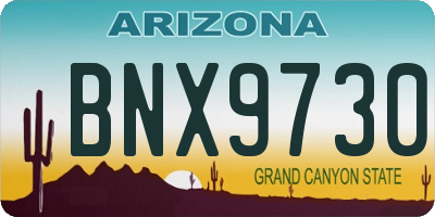 AZ license plate BNX9730