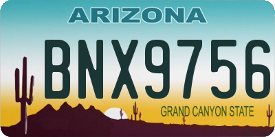 AZ license plate BNX9756