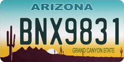 AZ license plate BNX9831