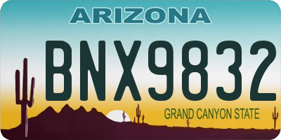 AZ license plate BNX9832
