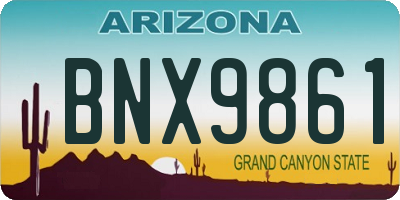 AZ license plate BNX9861