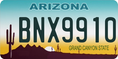 AZ license plate BNX9910