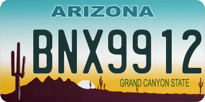 AZ license plate BNX9912