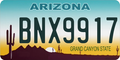 AZ license plate BNX9917