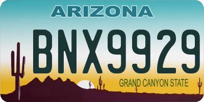 AZ license plate BNX9929