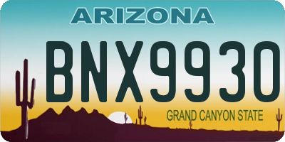 AZ license plate BNX9930