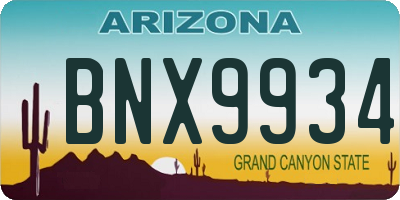 AZ license plate BNX9934