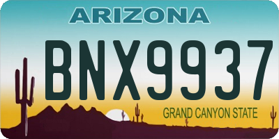 AZ license plate BNX9937