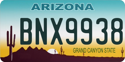 AZ license plate BNX9938