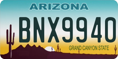 AZ license plate BNX9940