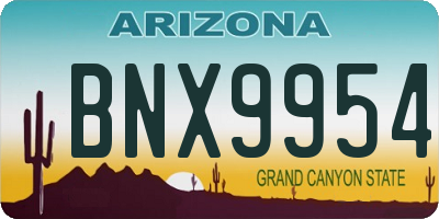 AZ license plate BNX9954
